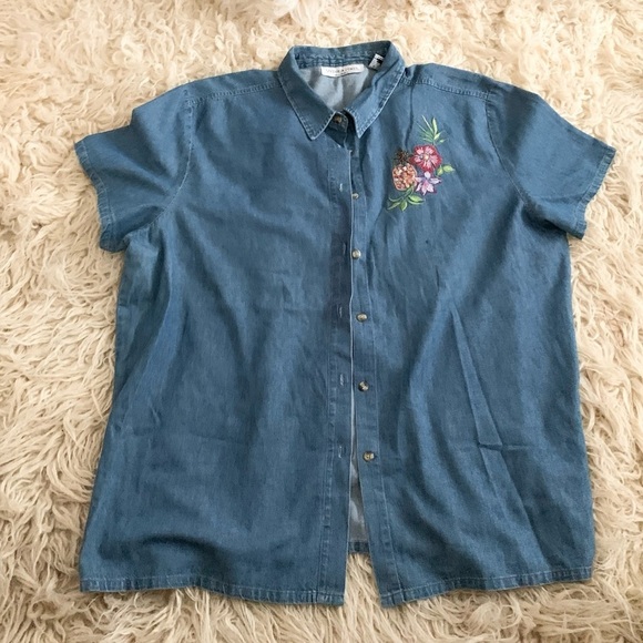 Victoria Jones | Denim Chambray Button Down Shirt - Picture 4 of 11